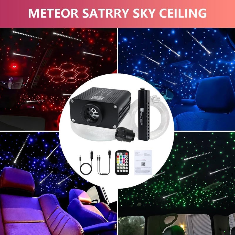 WEBUPAR Car Starlight Headliner Kit, Shooting Stars + Twinkle + Sound Activate RGBW Fiber Optic Lights with Bluetooth APP & Remote Control, 500 pcs*0.03in*9.8ft, Star Lights for Car Decor - Image 5